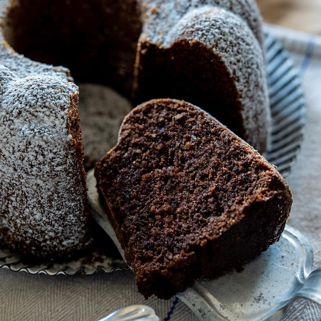 Vegan carob cake kugelhopf