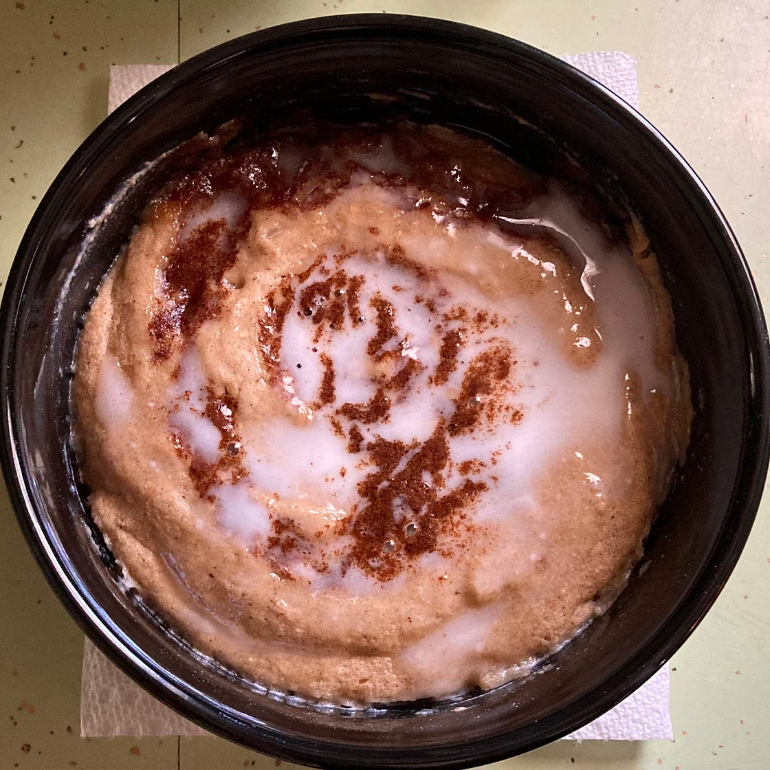 Cinnamon roll protein pancake bowl