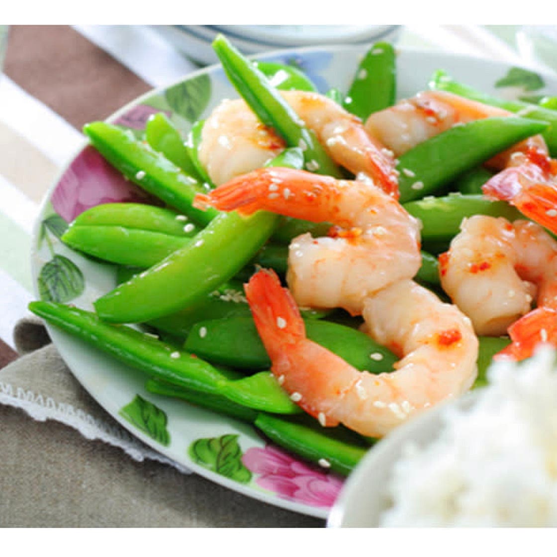 Shrimp & snap pea lemon rice bowl