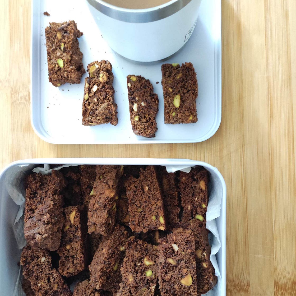 gluten-free Chocolate Pistachio Biscotti