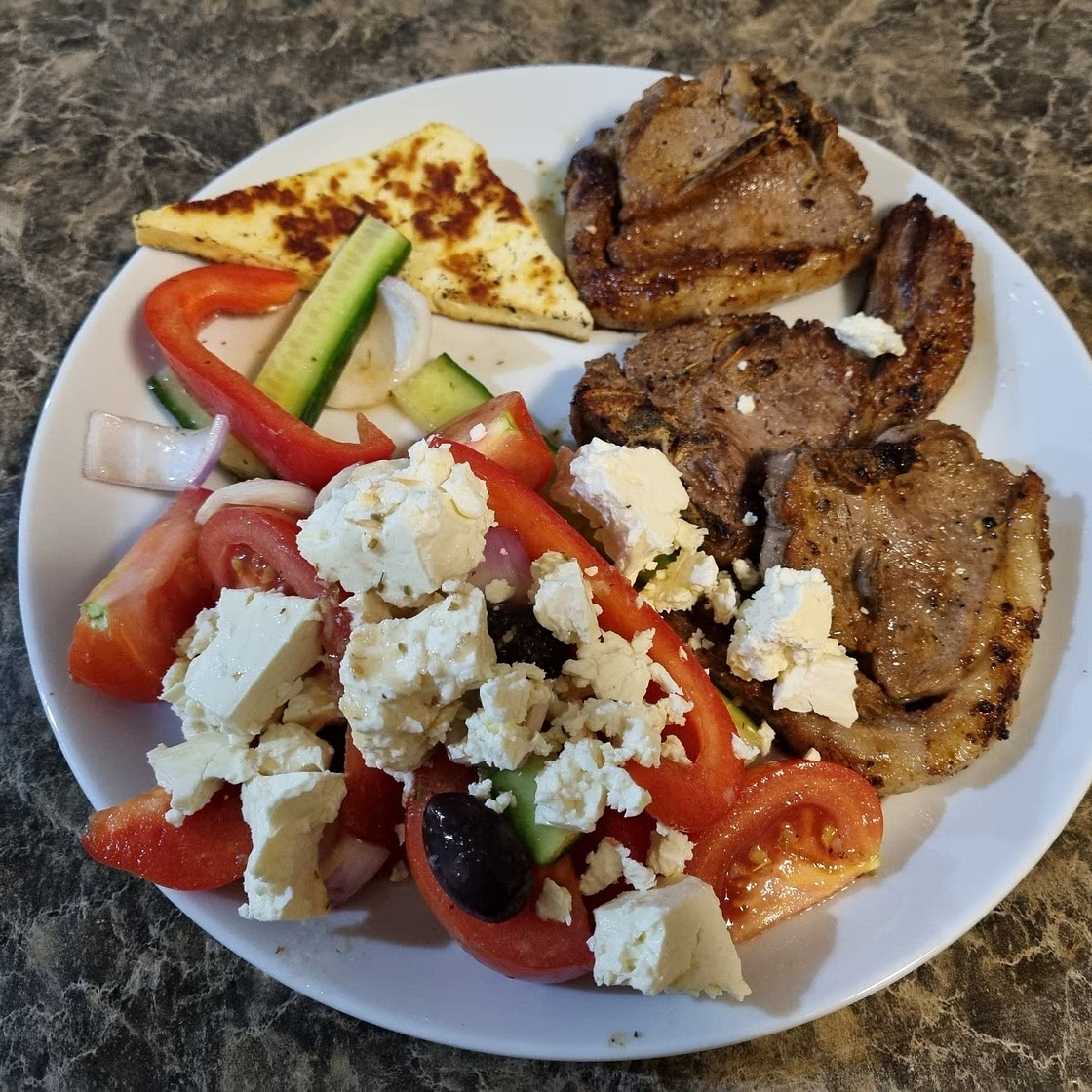 Greek Lamb Chops and Salad