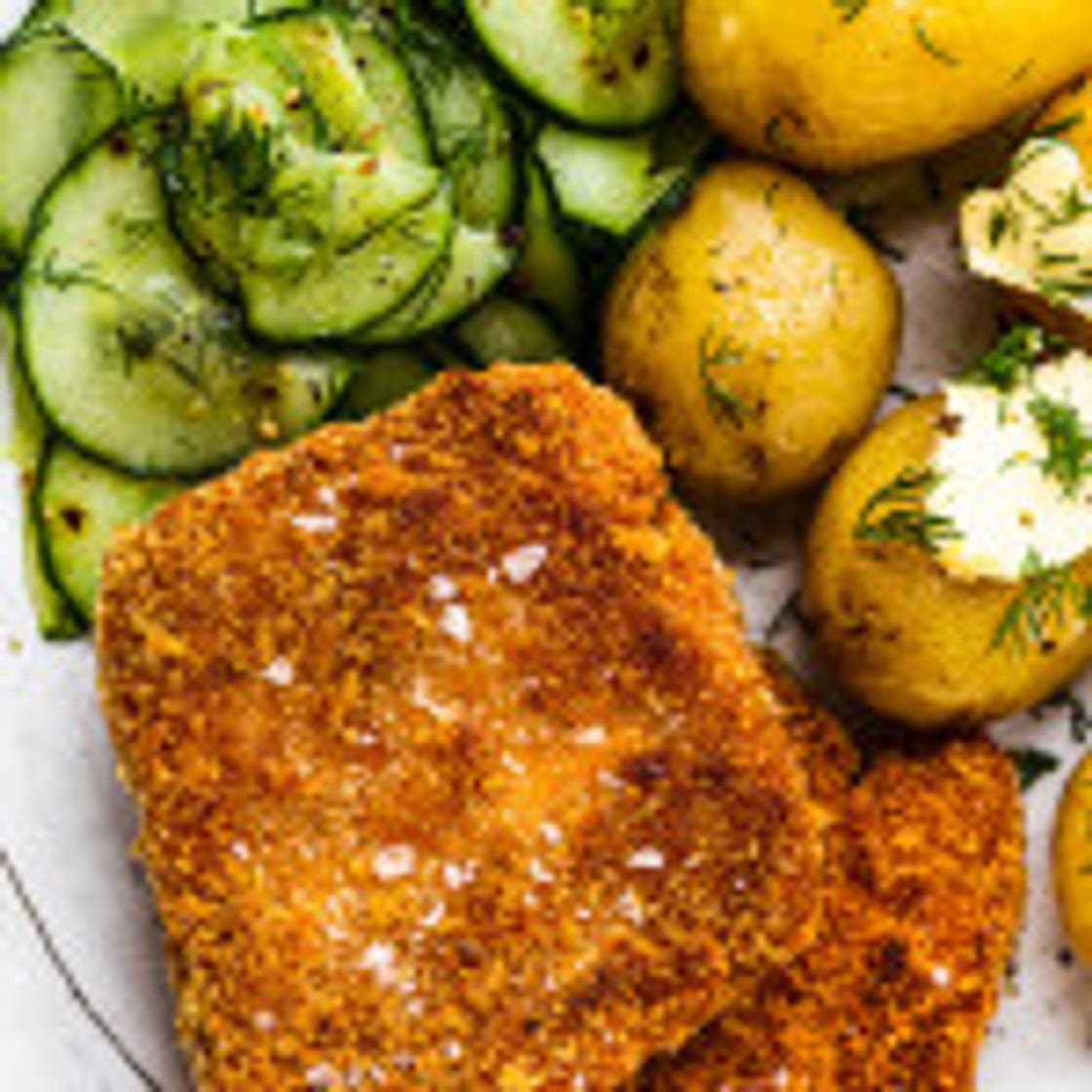 Breaded tofu dinner