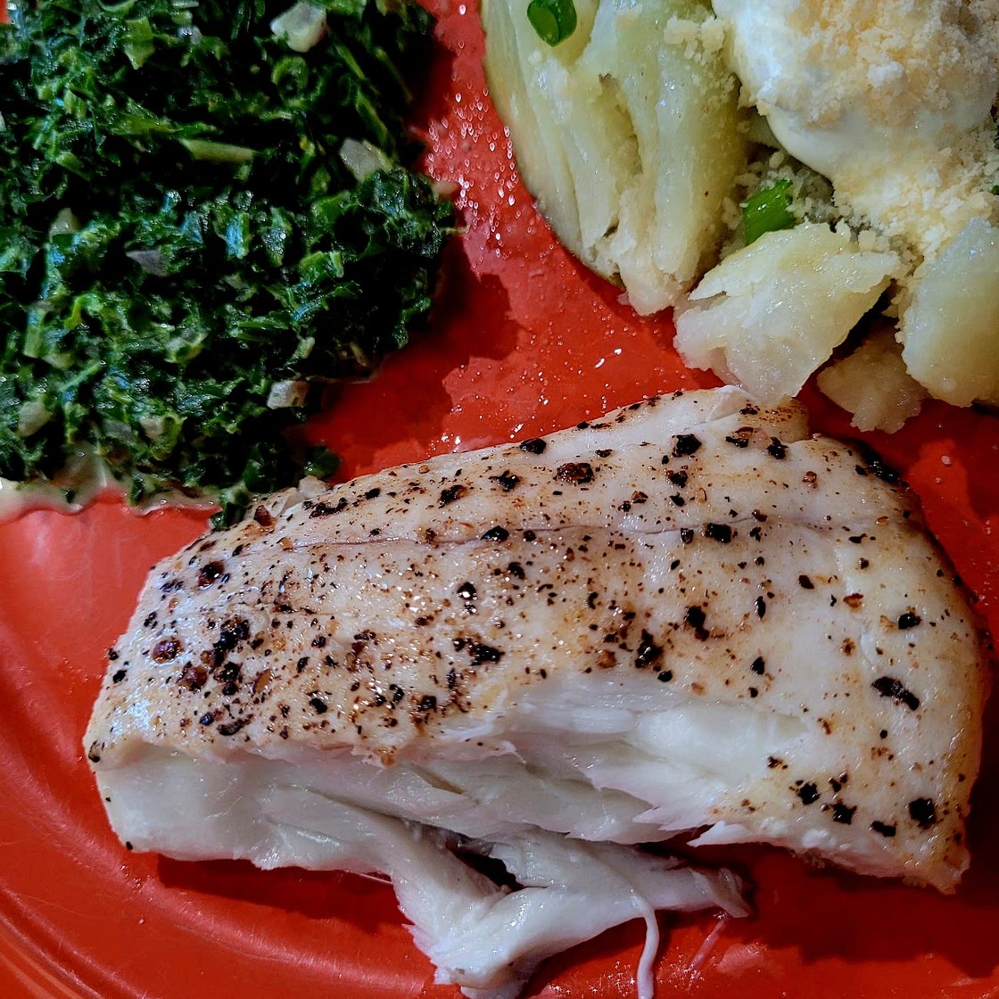 Pan Seared Halibut with Creamed Spinach