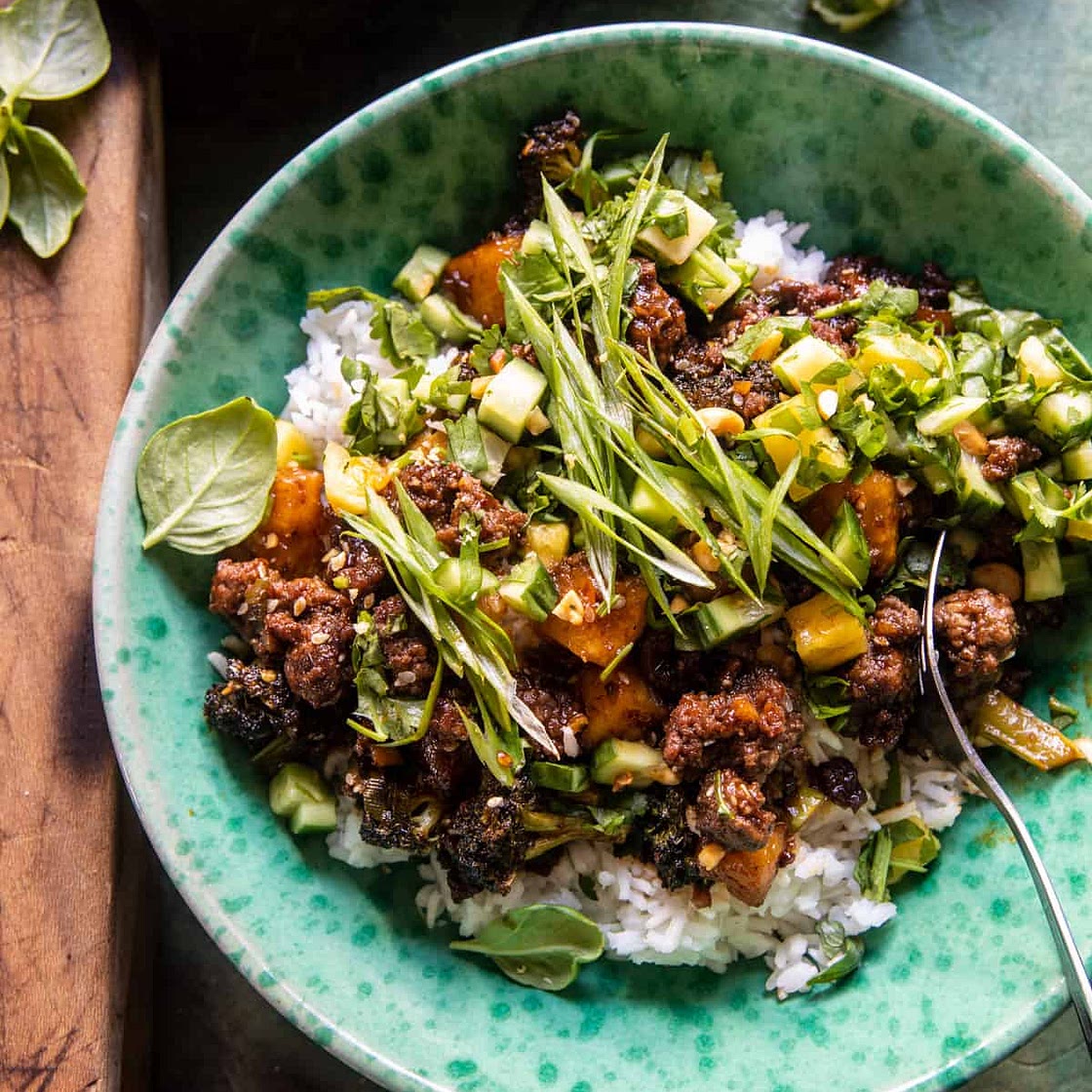 20 Minute Sticky Ginger Sesame Pineapple Beef