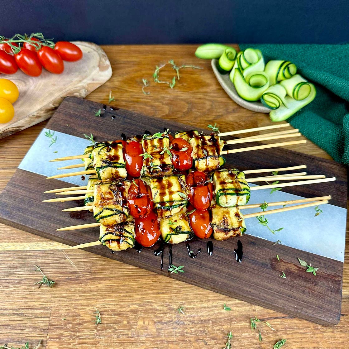 Grilled Halloumi and Courgette Skewers