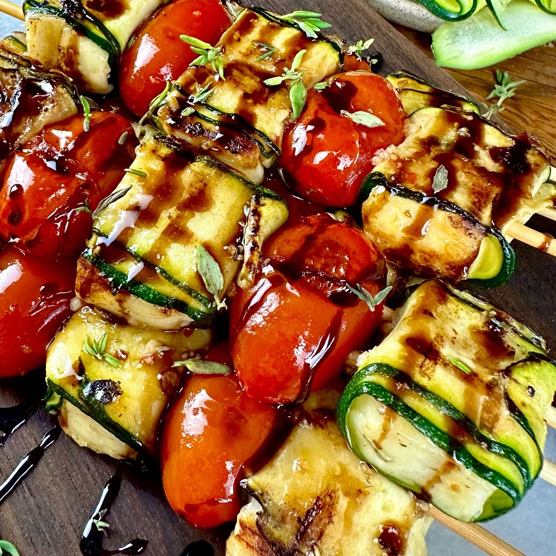 Grilled Halloumi and Courgette Skewers