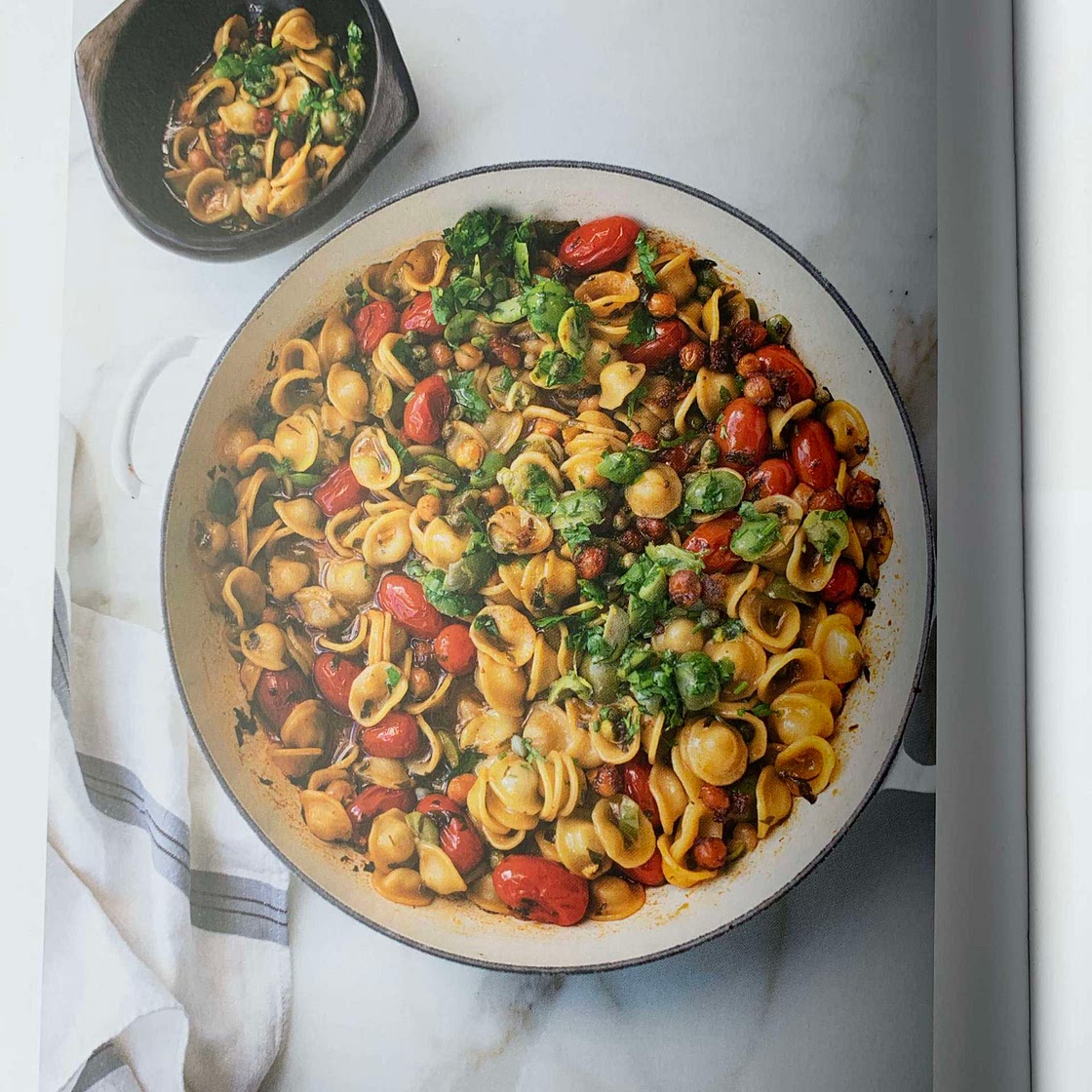 One pan orecchiette puttanesca