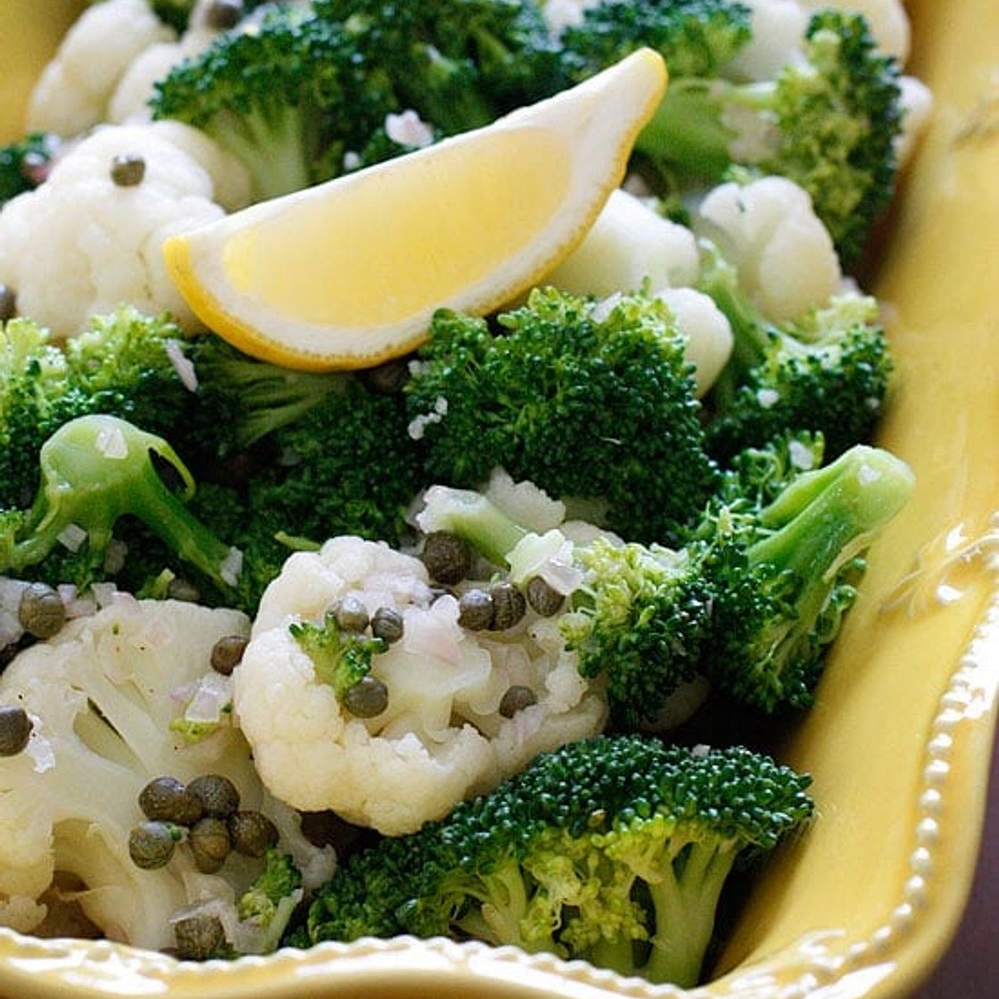 Broccoli and Cauliflower Salad with Capers in Lemon Vinaigrette