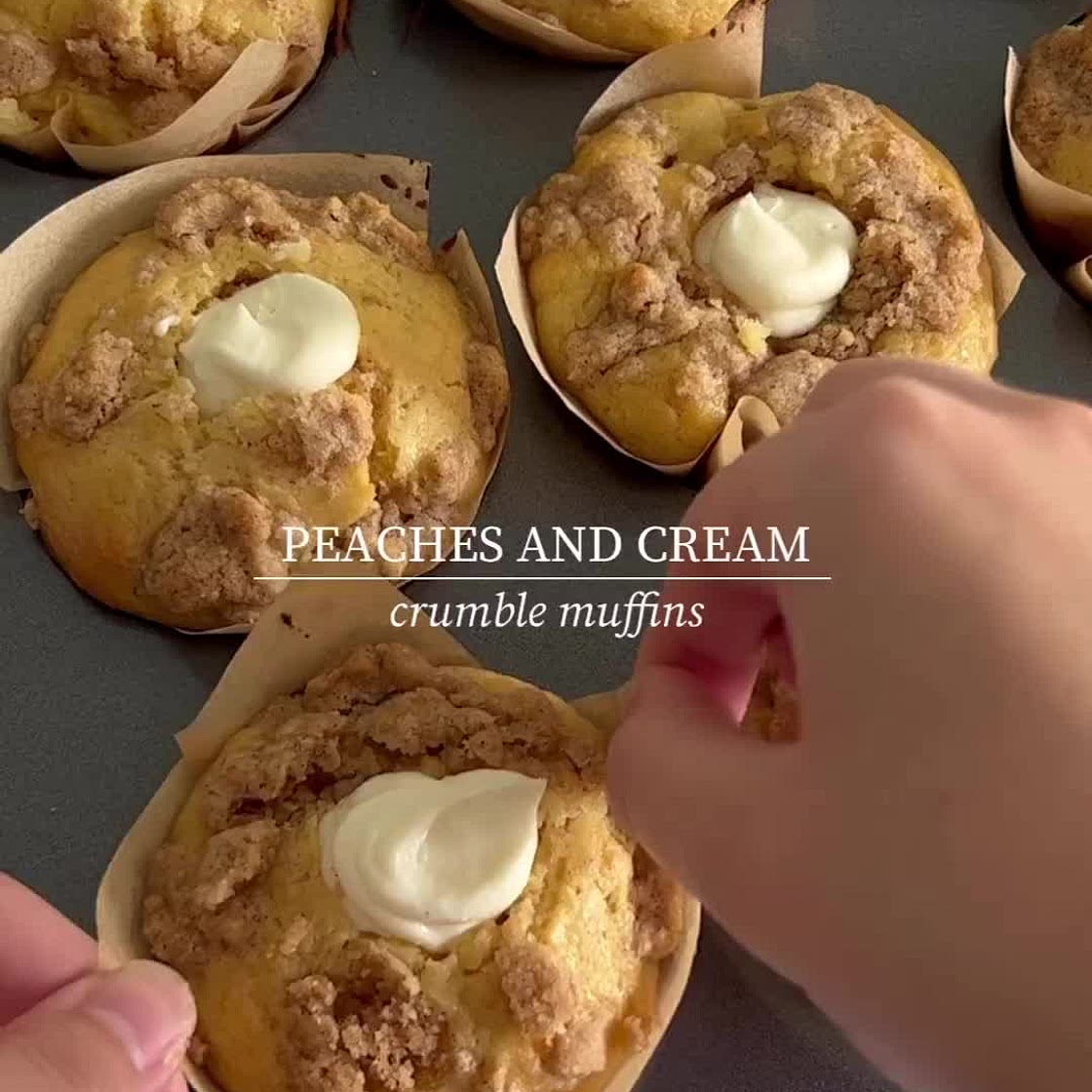 Peaches and cream crumble muffins