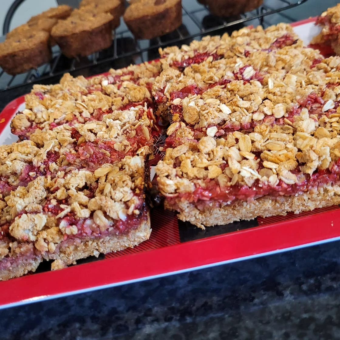 Raspberry Oat Crumble Bars