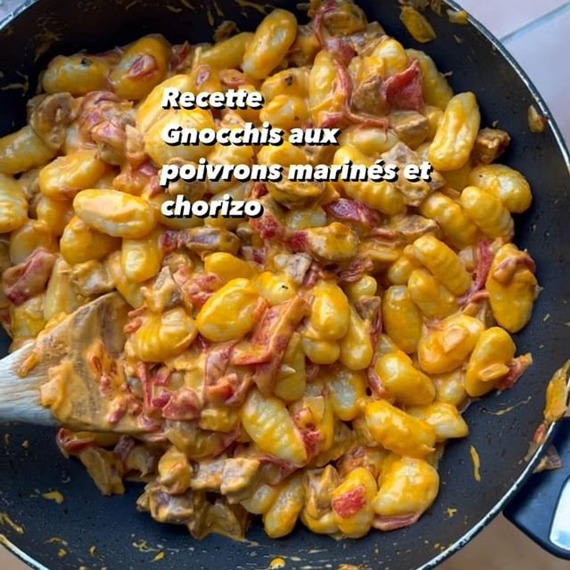 Gnocchis aux poivrons marinés et chorizo ✌🏼😍