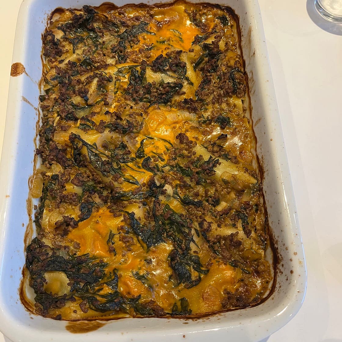 Lasagne med lam og spinat
