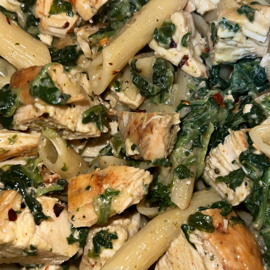 Roasted Garlic & Spinach Cottage Cheese Pasta