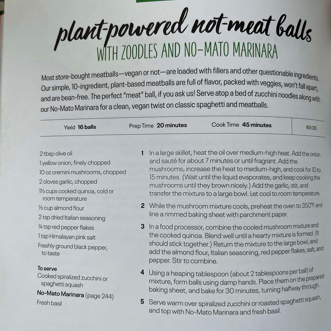 Plant powered not meatballs