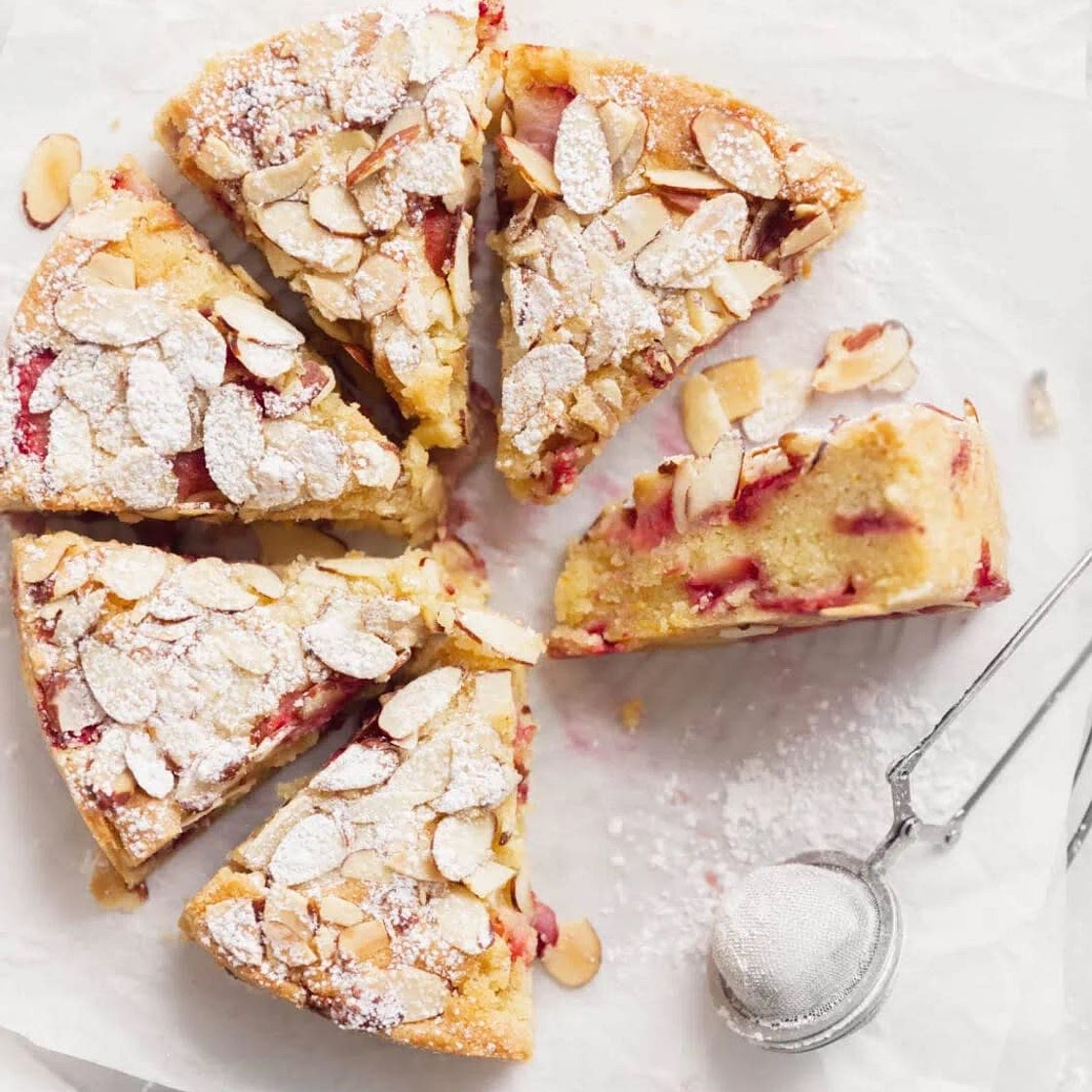 Strawberry almond tea cake
