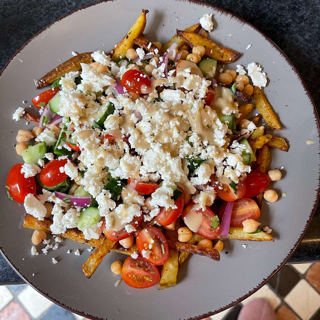 Vegan Mediterranean Loaded Fries