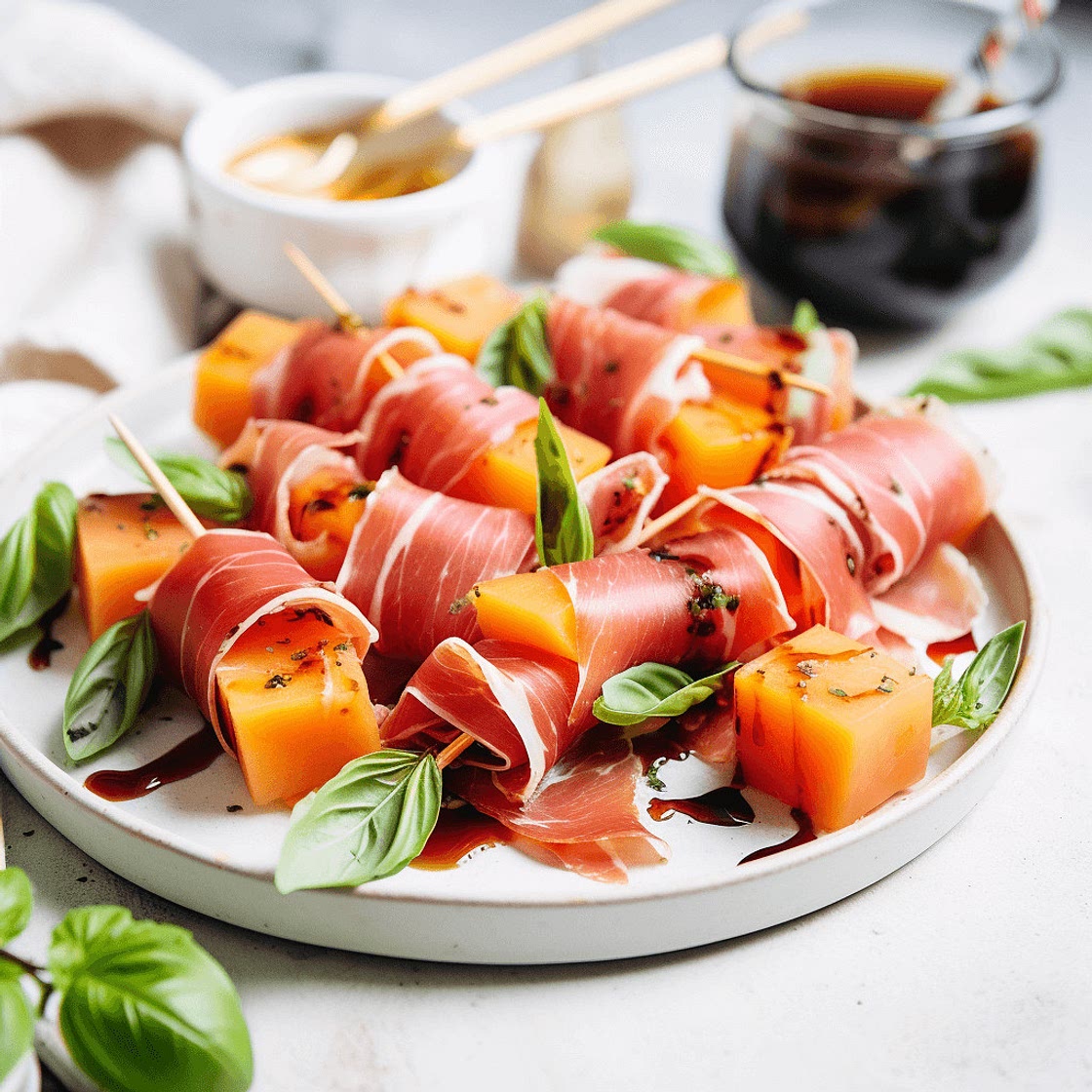 Prosciutto-Wrapped Melon Bites — Chompions