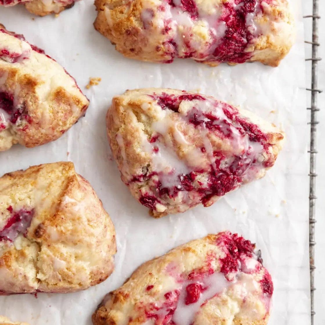 White chocolate and raspberry scones 