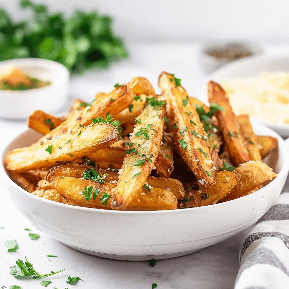 Crispy Parmesan Garlic Potato Wedges
