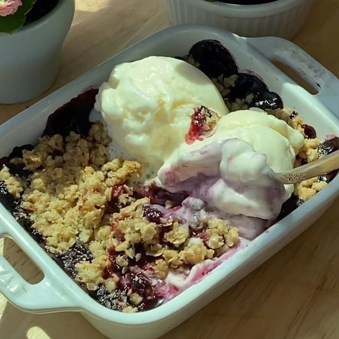 Single Serve Blueberry Crisp