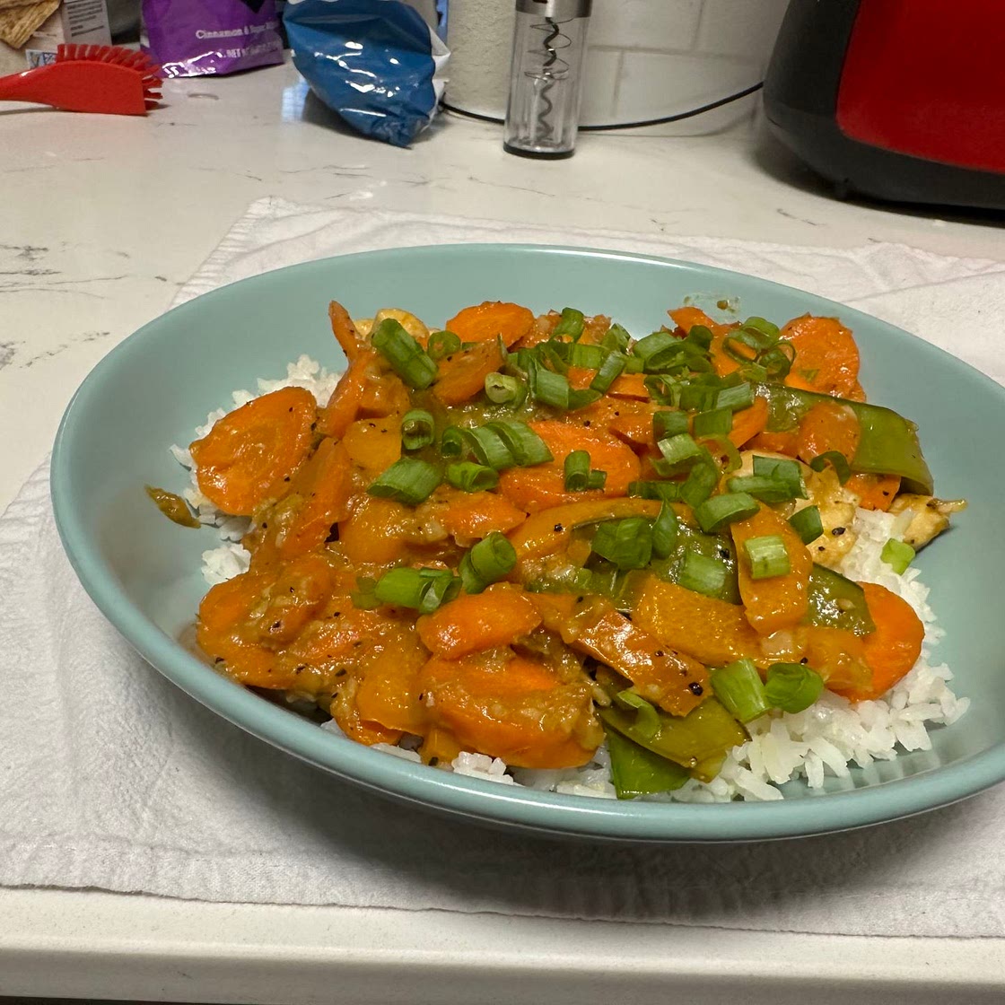 Orange Chicken and garlic ginger rice 