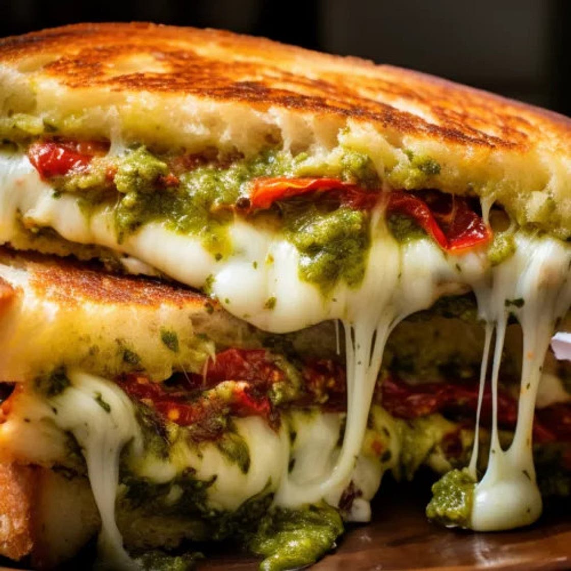 Pesto and Sun-Dried Tomato Grilled Cheese