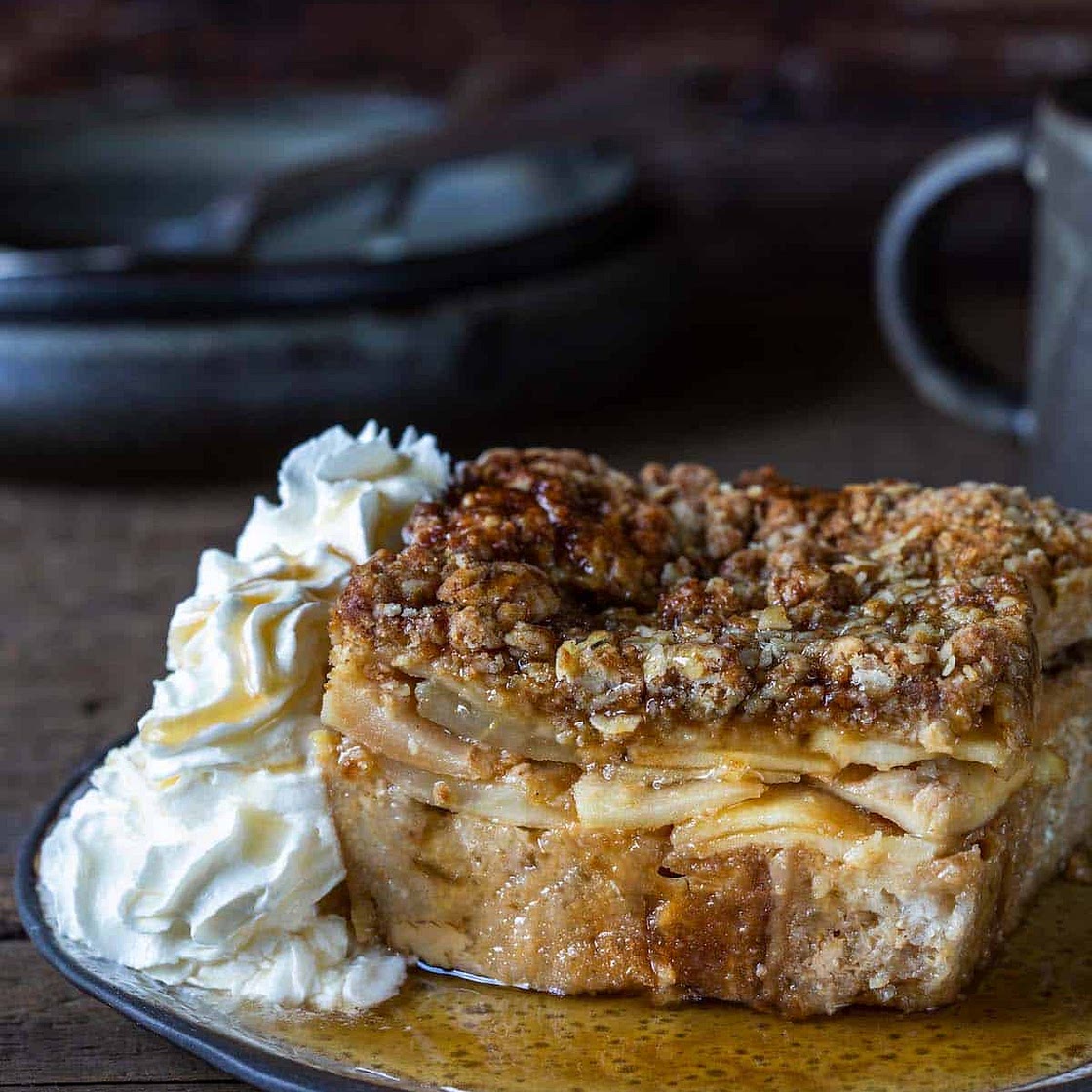 Bourbon Apple Crisp Overnight French Toast Casserole