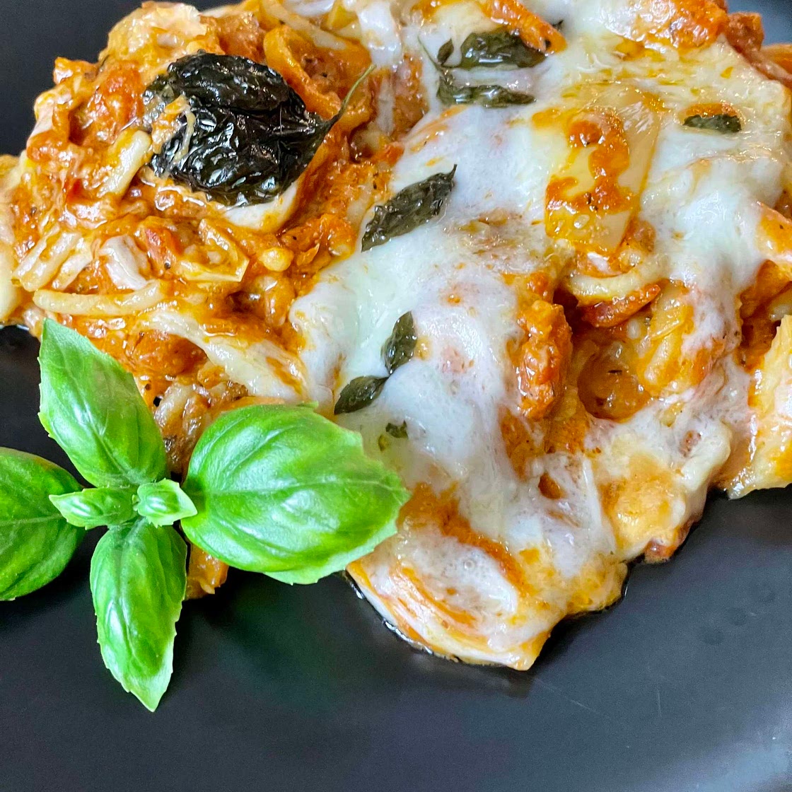Cheesy Artichoke Spaghetti 