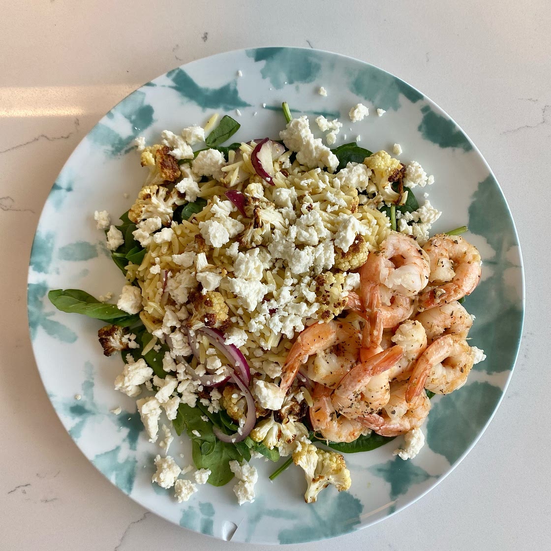 Roasted Cauliflower Salad with Garlic Shrimp