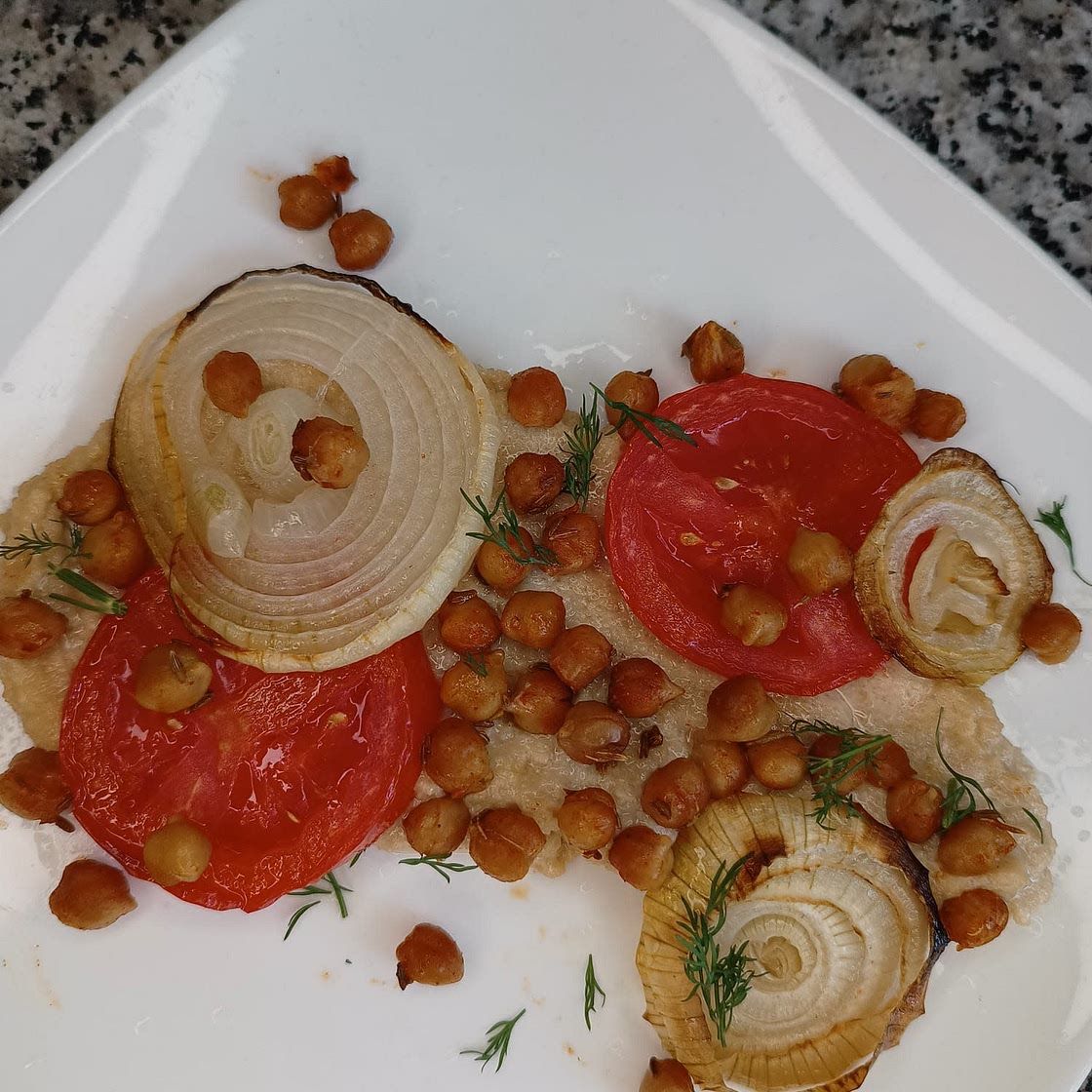 Hoisin-Almond Hummus with roasted veggies!
