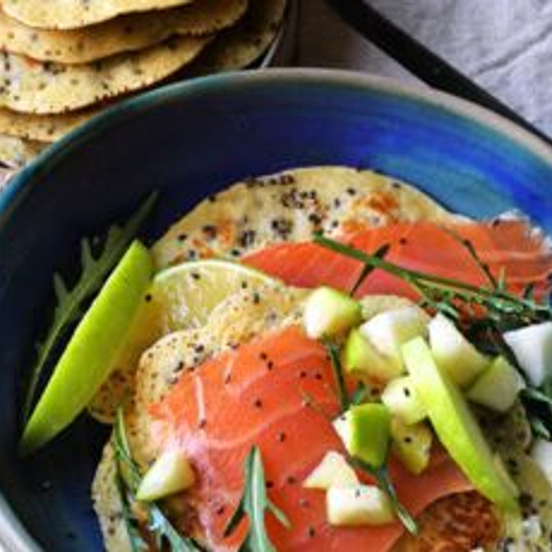 Crêpes aux graines de chia saumon et pomme verte
