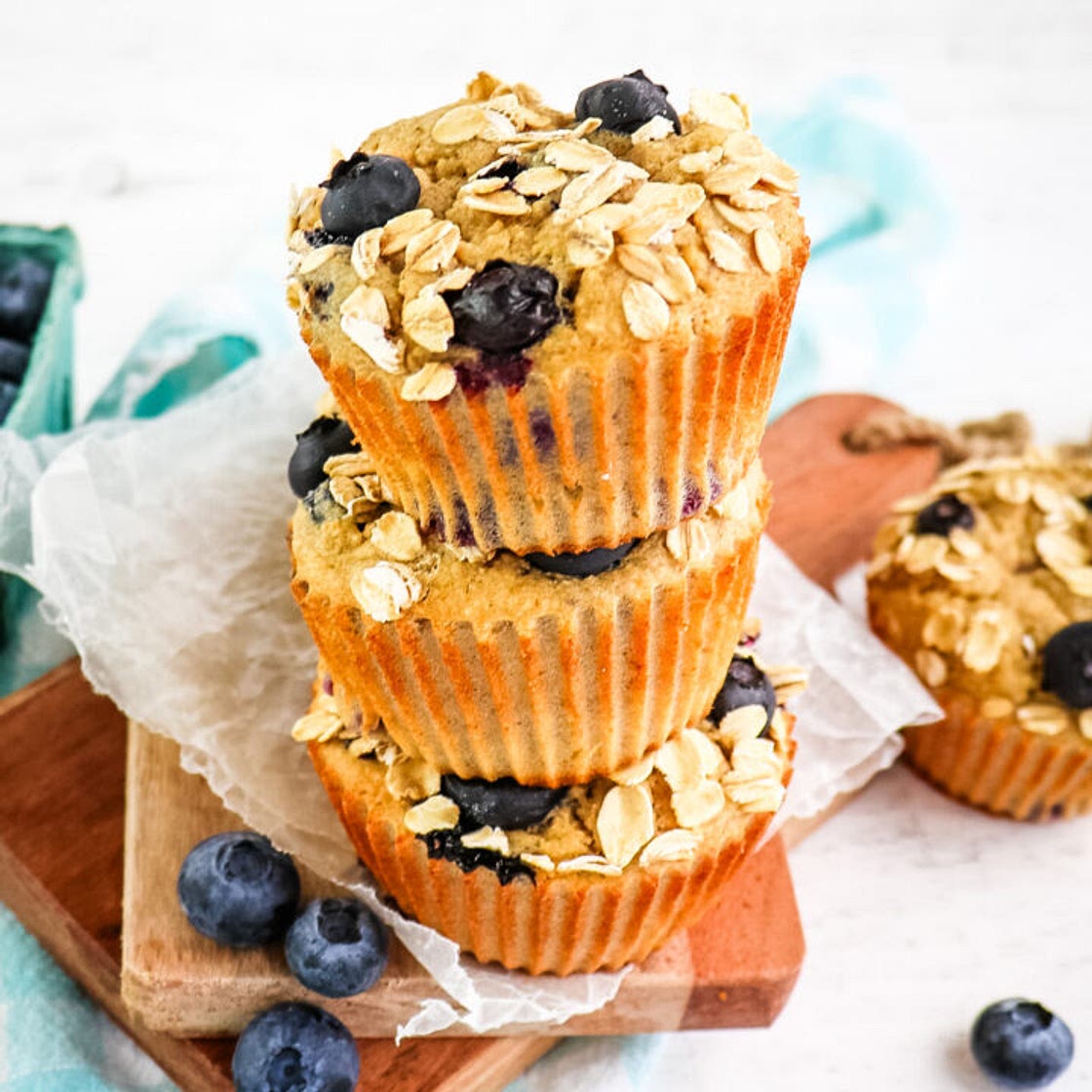 Banana Blueberry Oatmeal Muffins