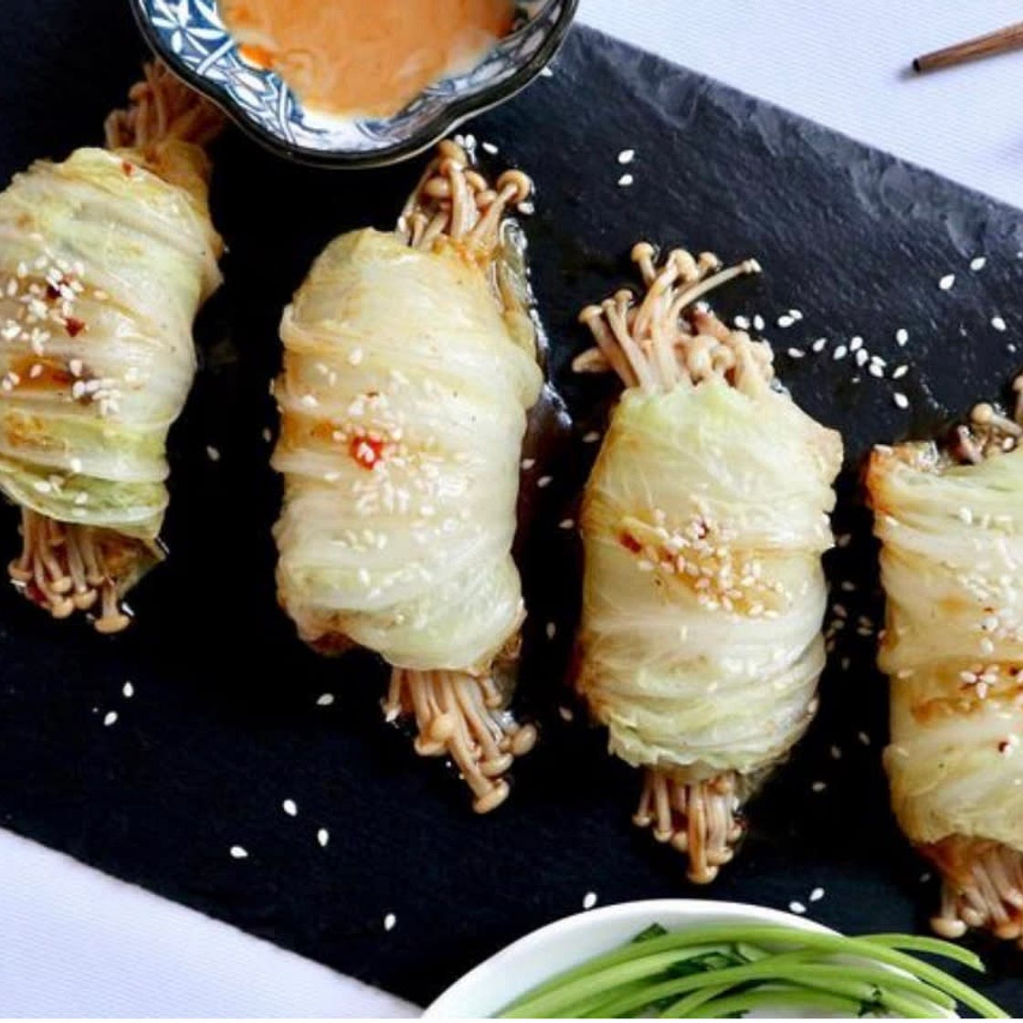Enoki mushroom Cabbage rolls