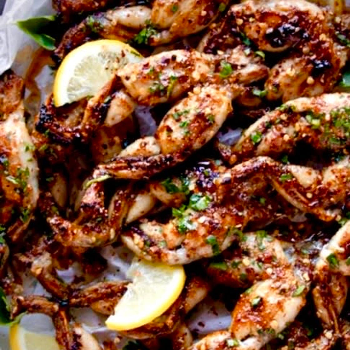 Garlic Cilantro Braised Frogs Legs.