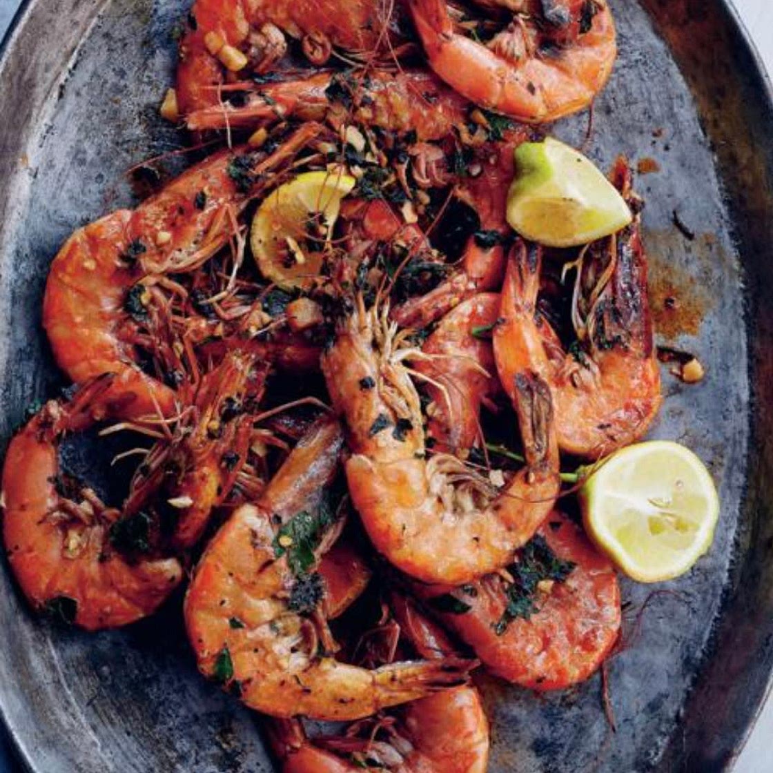 Roasted Prawns with Garlic, Parsley, Red Pepper Flakes & Lemon