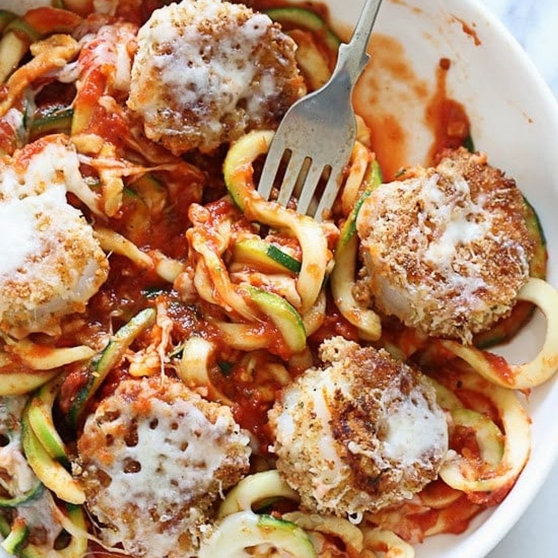 Shrimp Zoodles Parmesan for Two