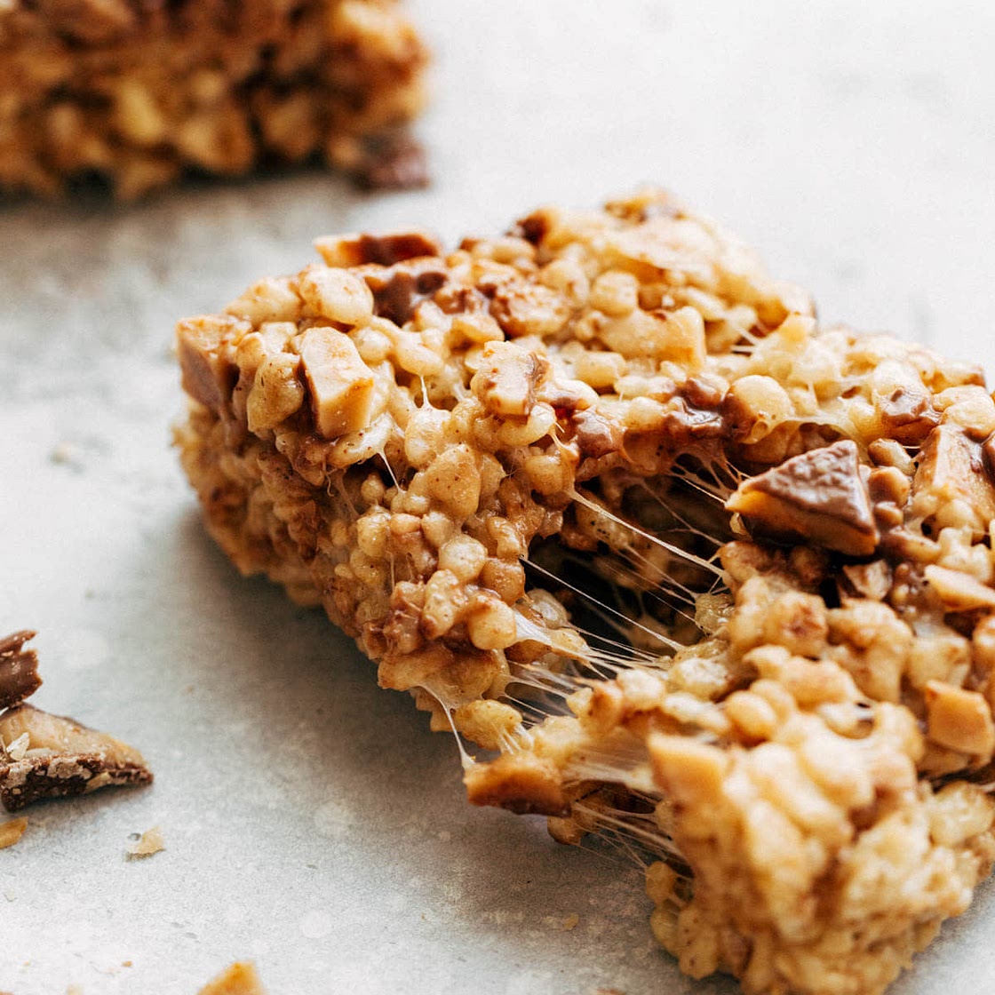 Brown butter Rice Krispie treats with toffee crunch 