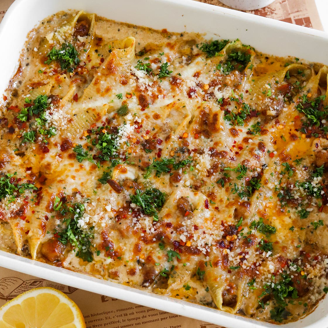 Cajun Alfredo Shrimp Stuffed Pasta Shells