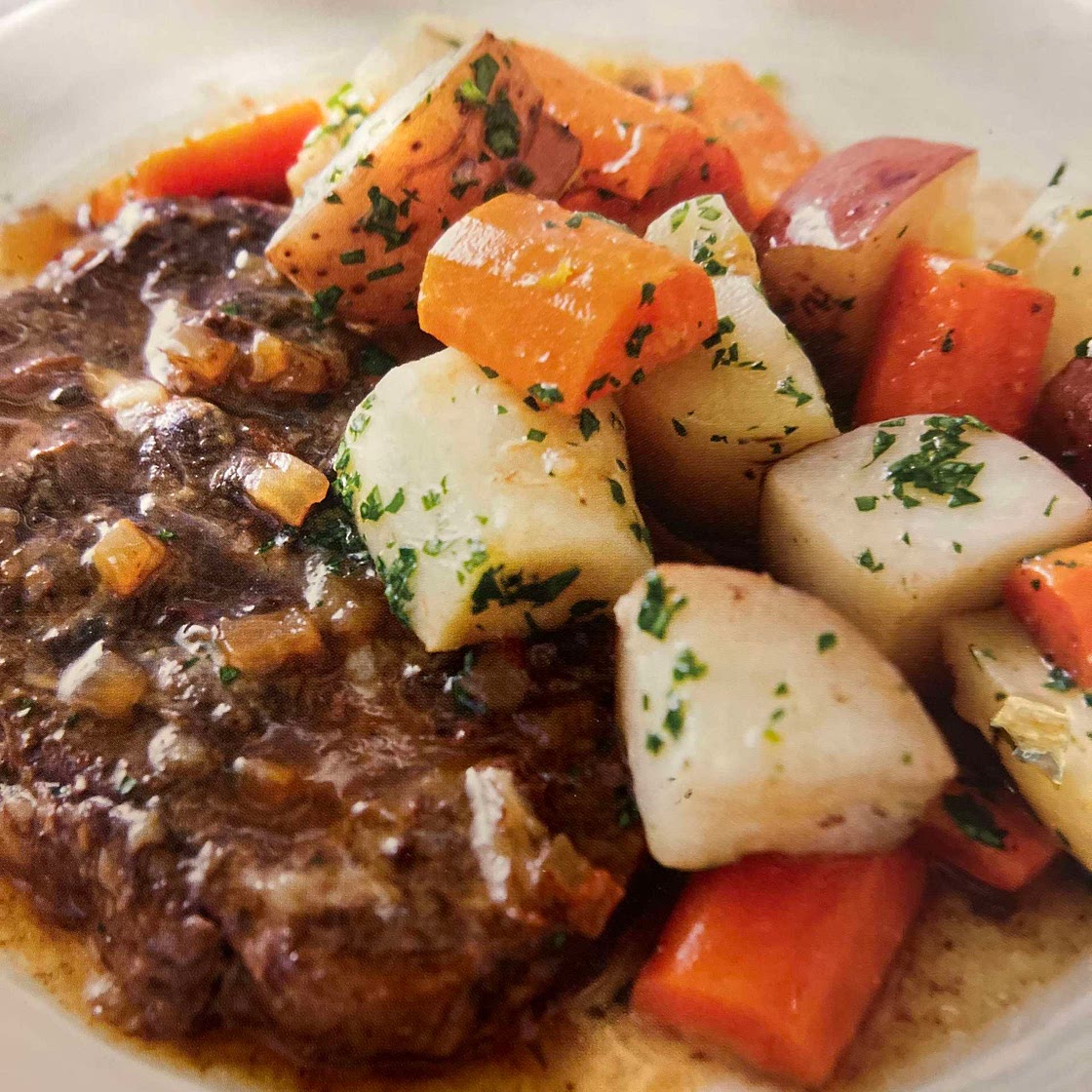 Braised Steak with Root Veggies