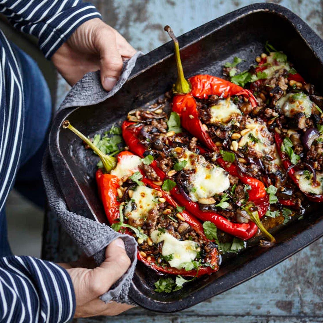 Kofta-stuffed Romano peppers