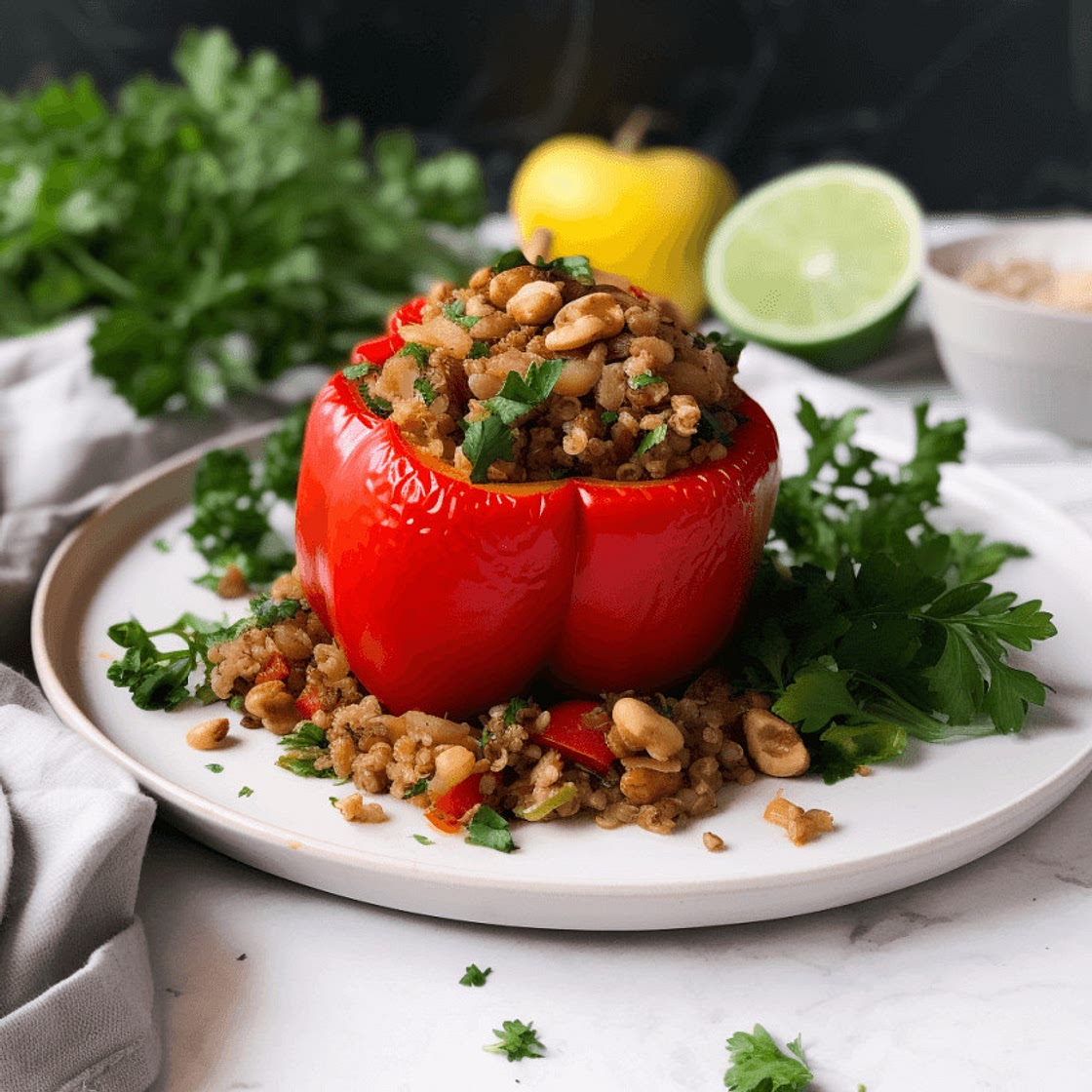 Walnut and Lentil Stuffed Peppers — Chompions