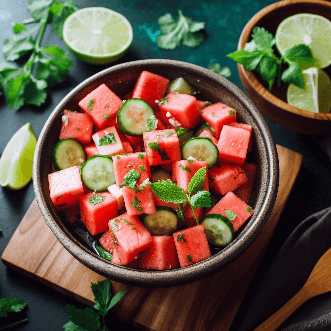 Watermelon Cucumber Salad