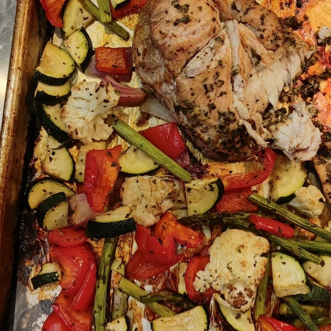 Sheet Pan Balsamic-Herb Chicken and Vegetables