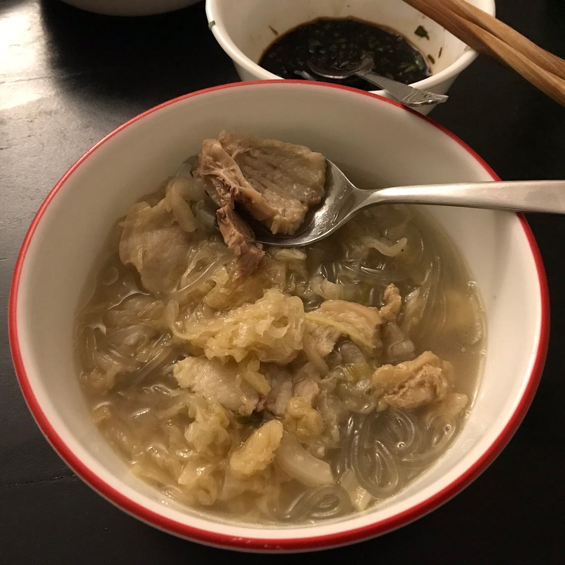 Pork belly and picked cabbage stew