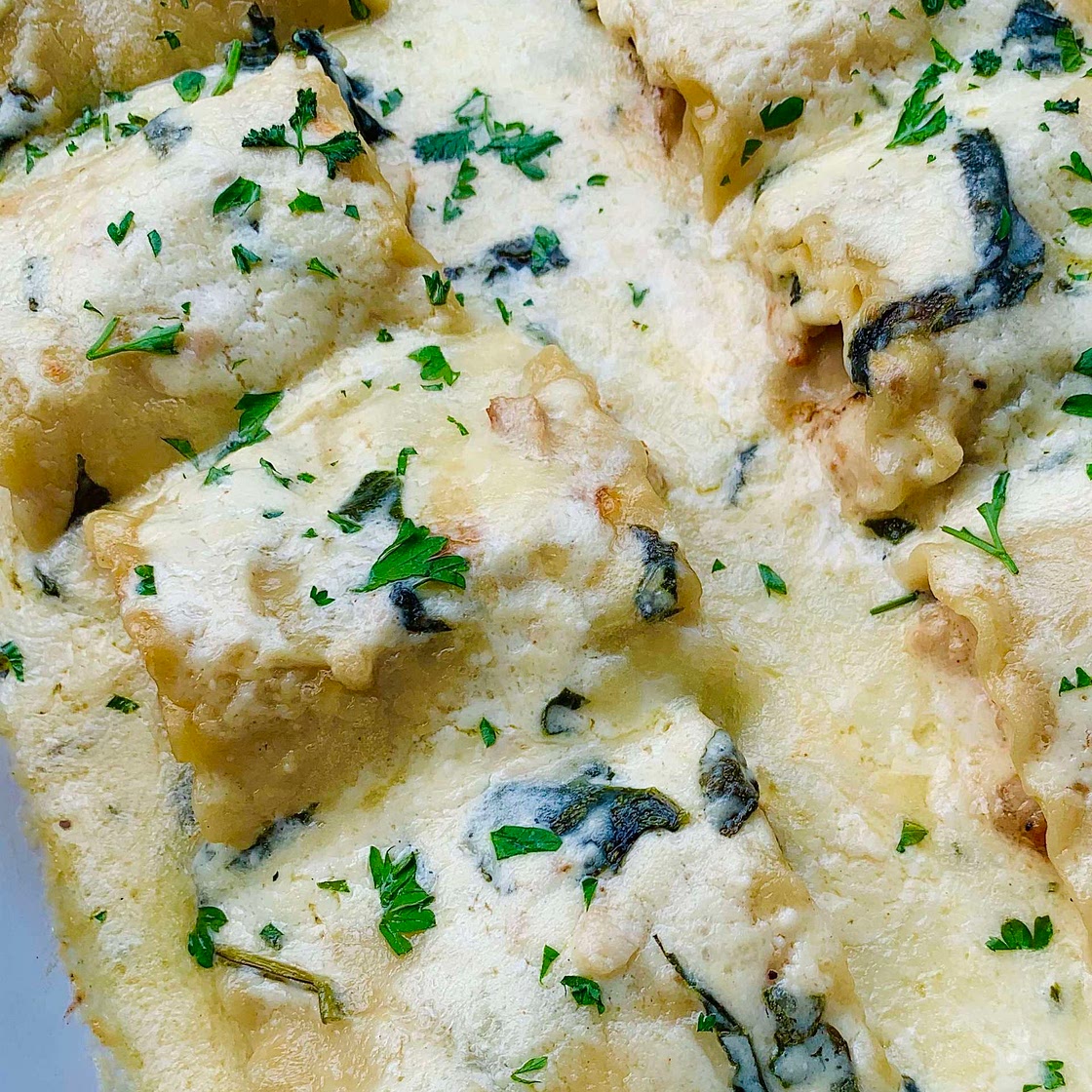 Chicken Alfredo Lasagna Rolls 