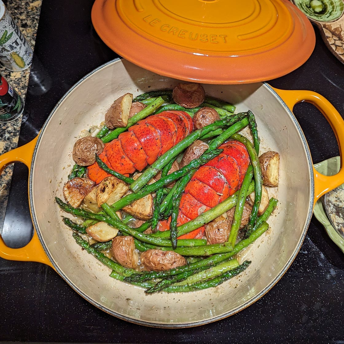 Lobster Tail with Asparagus and Red Potatoes