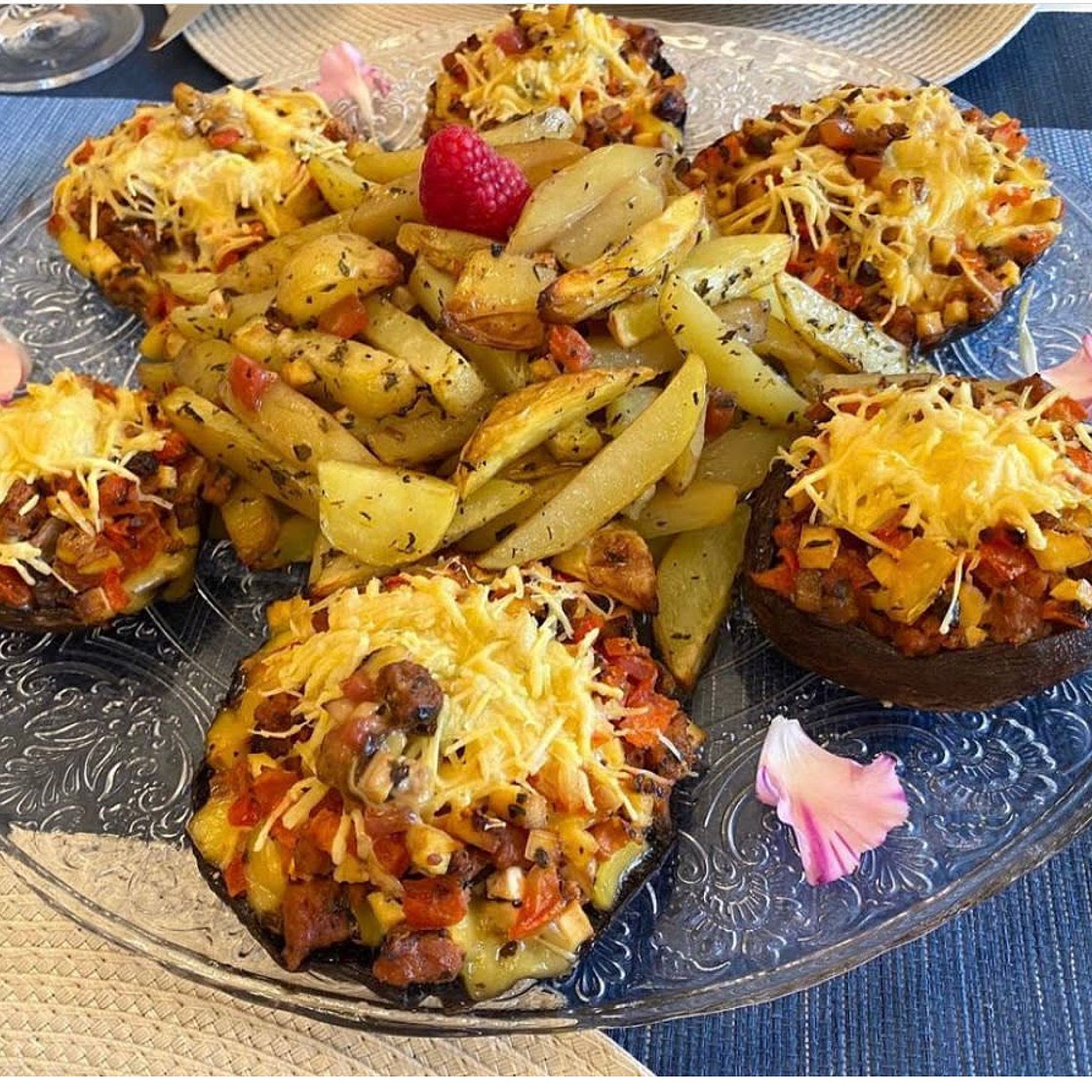 Portobello vegan burger (onion and garlic free)