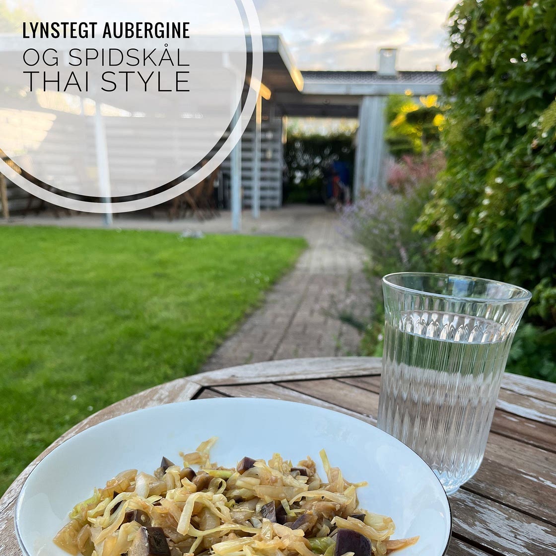 Lynstegt aubergine og spidskål Thai style