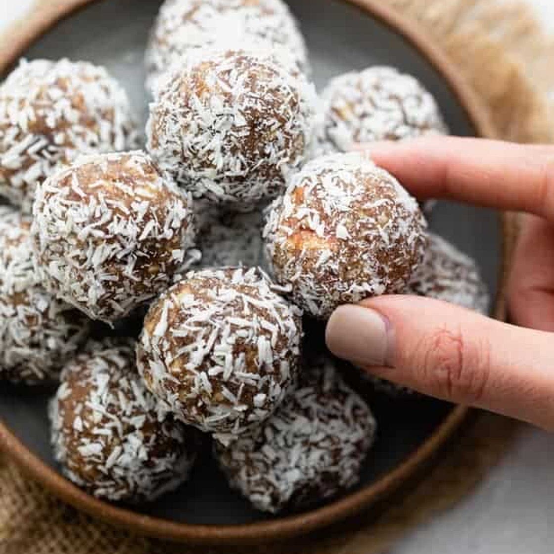 Coconut Covered Chocolate Date Bites