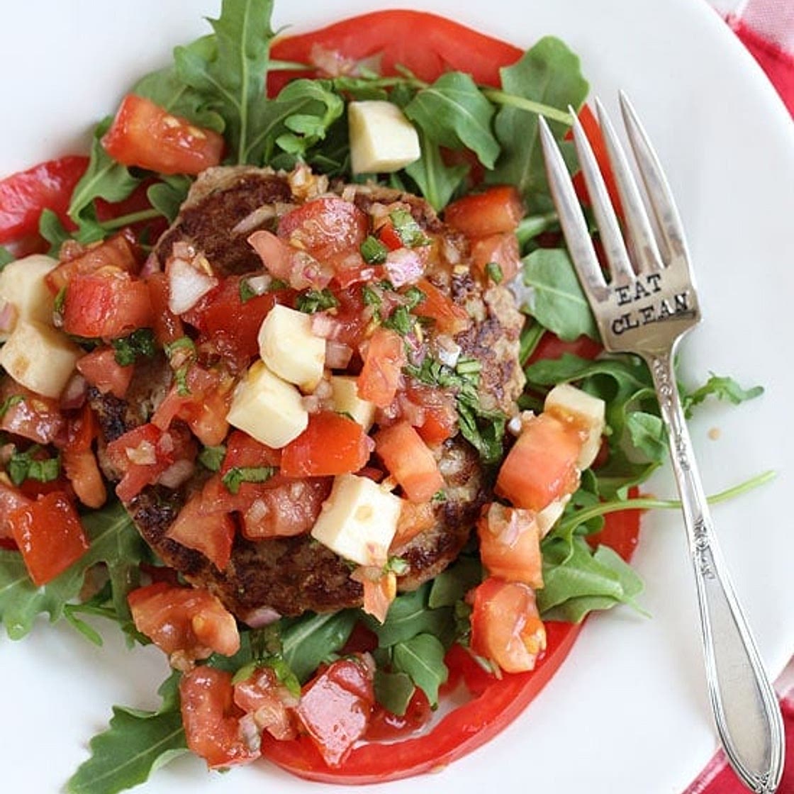 Naked Turkey Bruschetta Burgers